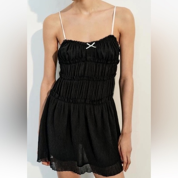 Zara Dresses & Skirts - Zara Black Mini Dress with White Straps